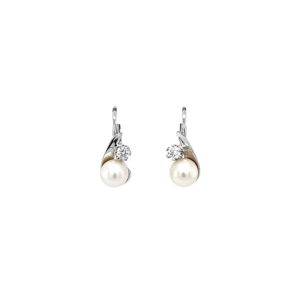Gold Earrings with Pearl and Zircones