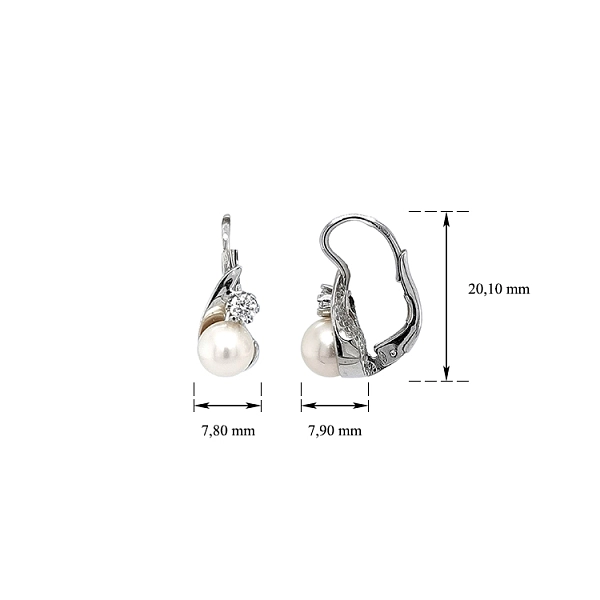 Gold Earrings with Pearl and Zircones