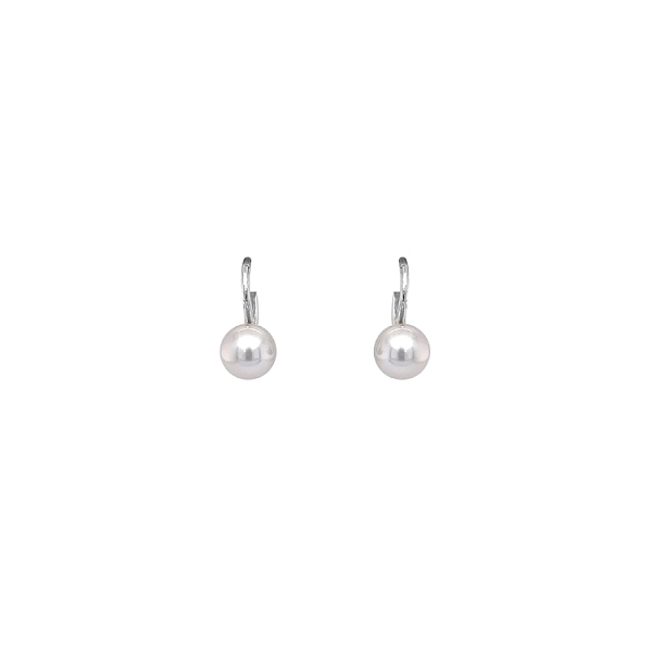 White Gold Pearl Earrings