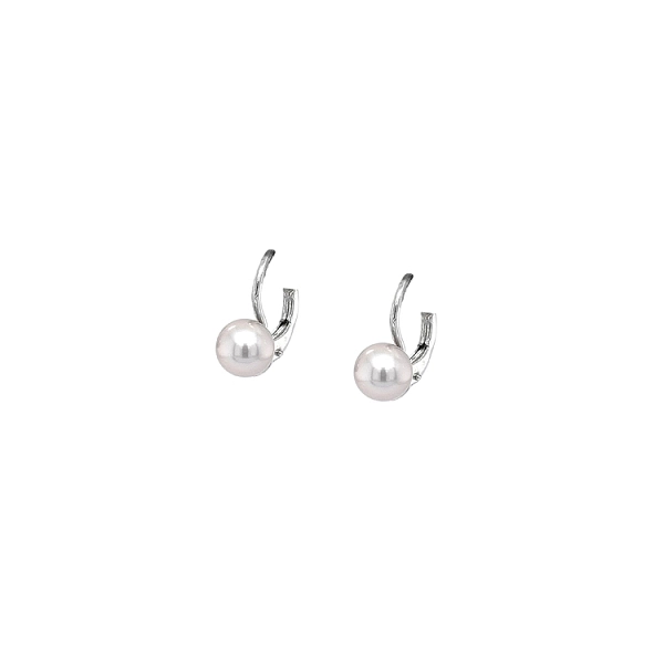 White Gold Pearl Earrings