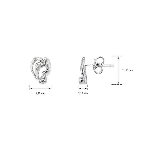 Peckové Náušnice se Zirkony z Bílého Zlata