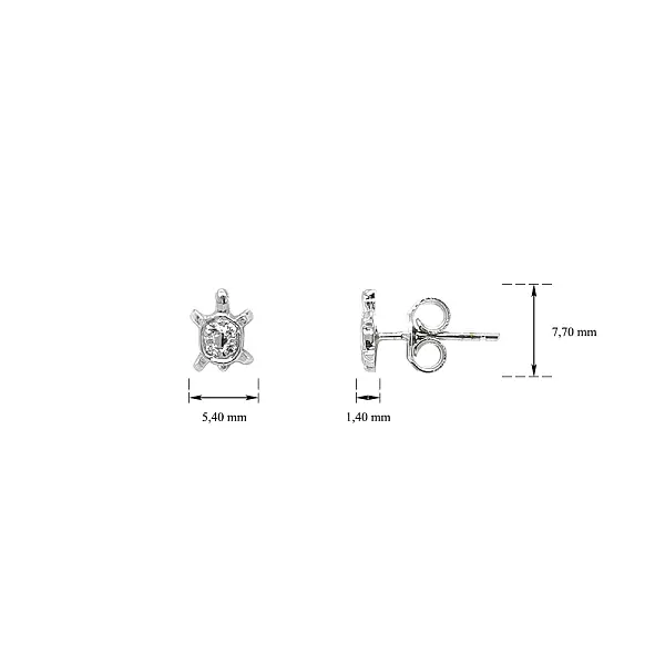 Peckové Náušnice ve Tvaru Želvičky z Bílého Zlata se Zirkony