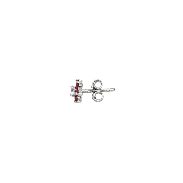 Luxury Floral Earrings Decorated with Rubies and Clear Gems