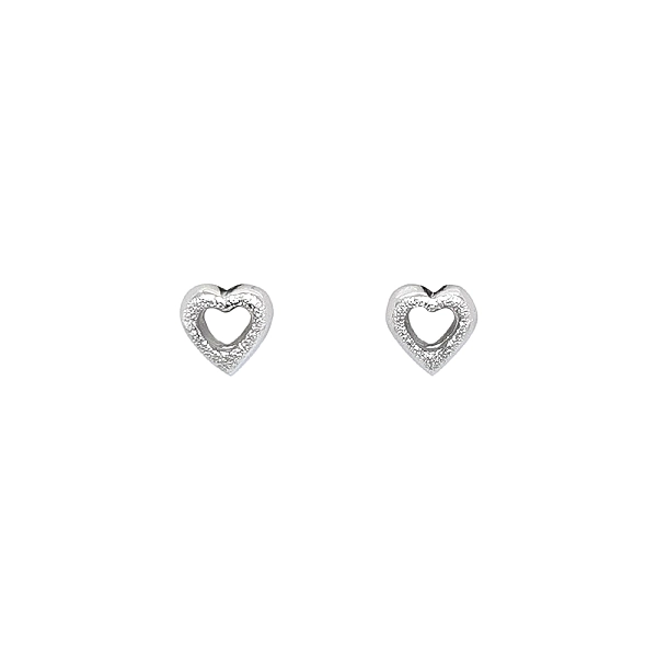 White Gold Heart Earrings