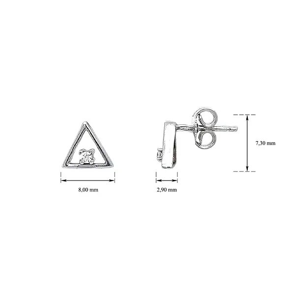 Peckové Náušnice Trojúhelník se Zirkony