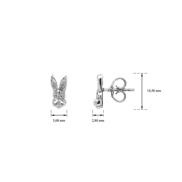 Náušnice s Motivem Zajíčků z Bílého Zlata