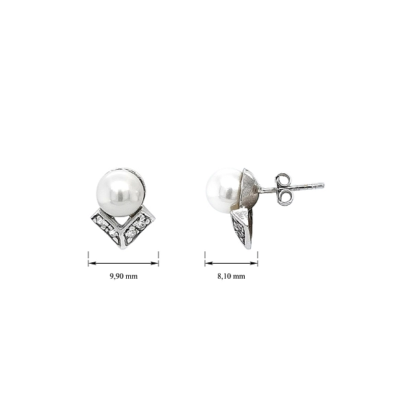 Pecky Earrings with White Gold Pearl