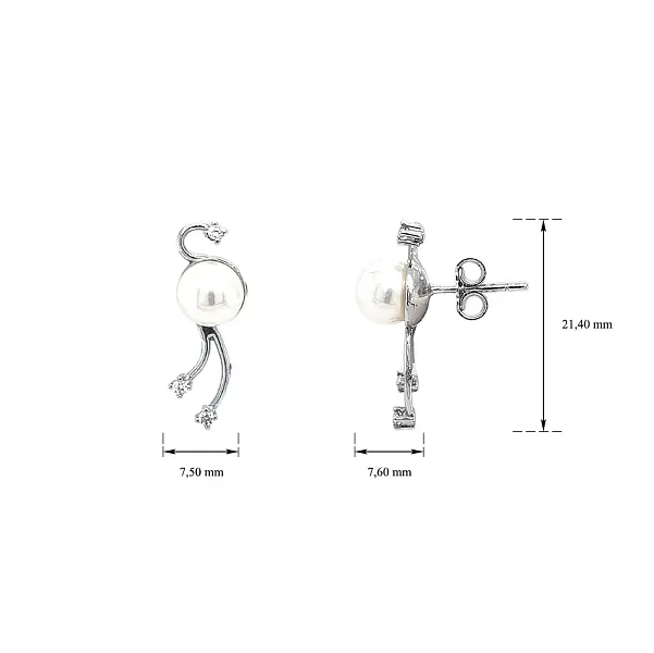 Náušnice s Perlou z Bílého Zlata