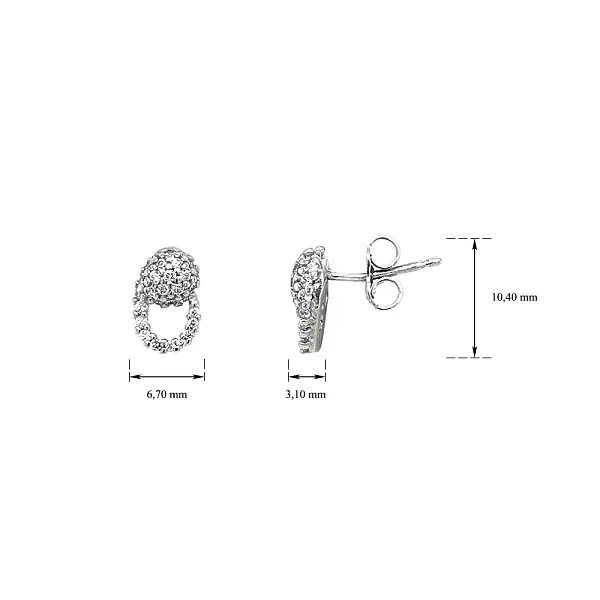 Elegantní Náušnice z Bílého Zlata s Jemným Zirkonovým Zdobením