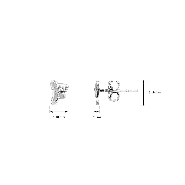 Peckové Náušnice se Zirkony z Bílého Zlata