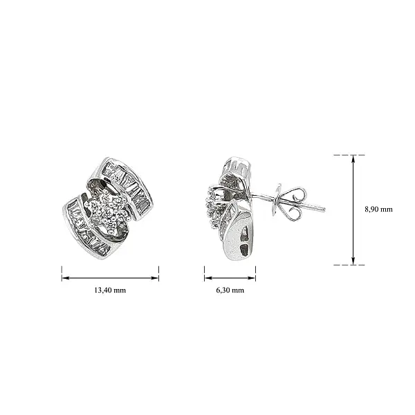 Elegantní Náušnice z Bílého Zlata se Zirkony