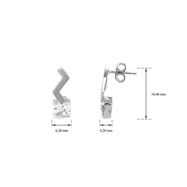 Moderní Náušnice z Bílého Zlata s Výraznými Zirkony