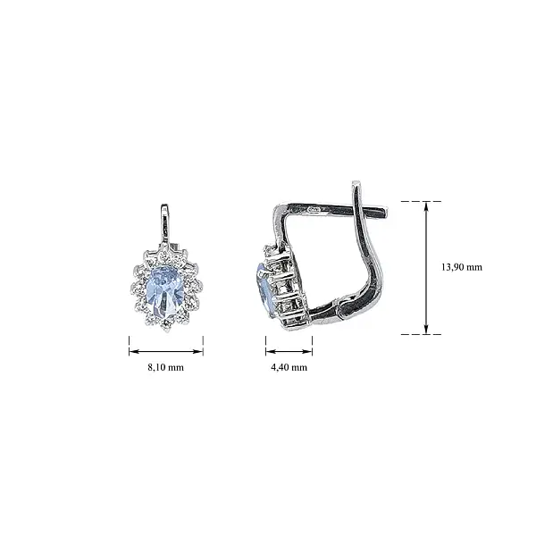 Náušnice z Bílého Zlata s Modrým Topazem