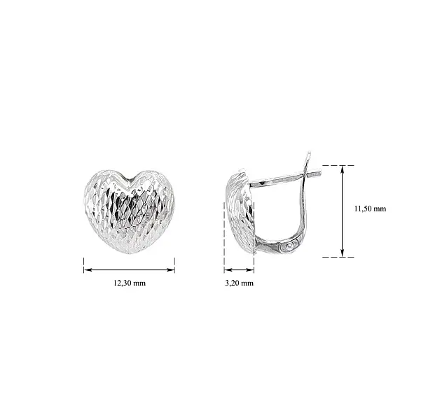 Elegantní Náušnice Srdce z Bílého Zlata