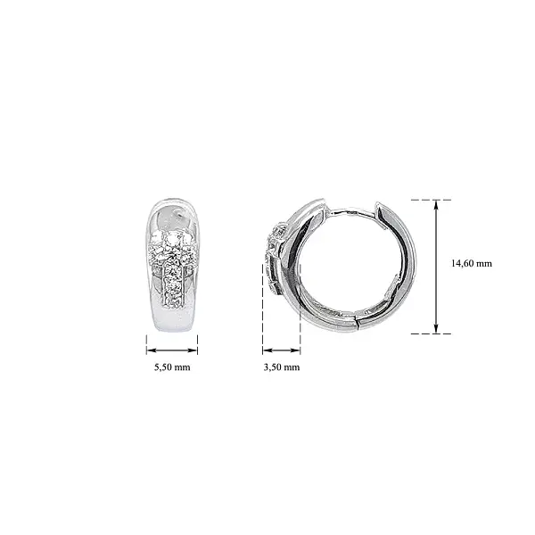 Kruhové Náušnice Kříž se Zirkony z Bílého Zlata