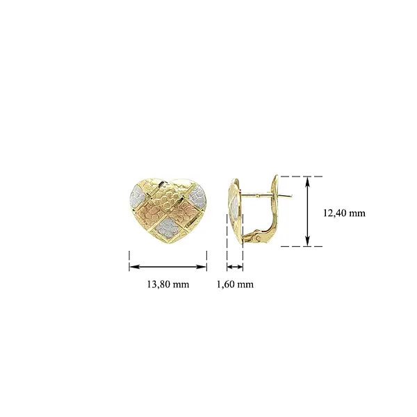 Náušnice Sdrce z Kombinovaného Zlata