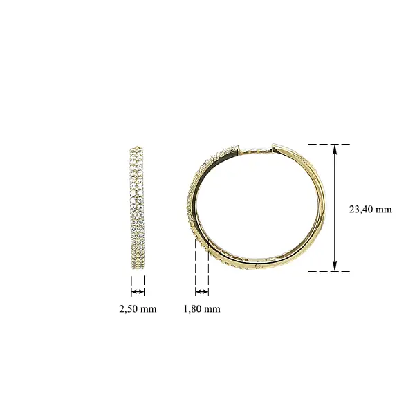 Zlaté Kruhové Náušnice se Zirkony