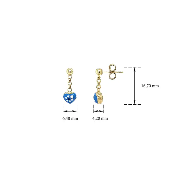 Zlaté Dětské Visací Náušnice Srdička