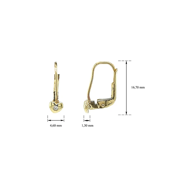 Elegant Gold Heart-Shaped Earrings with Zirconia
