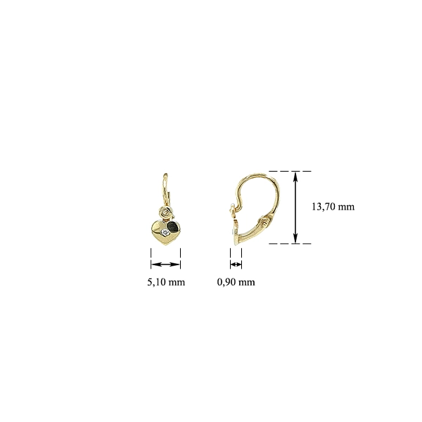 Golden Baby Earrings Hearts