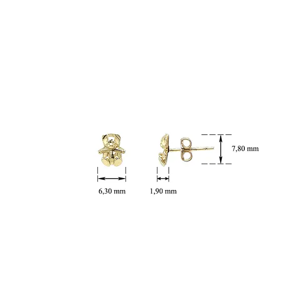 Zlaté Dětské Náušnice Medvídek