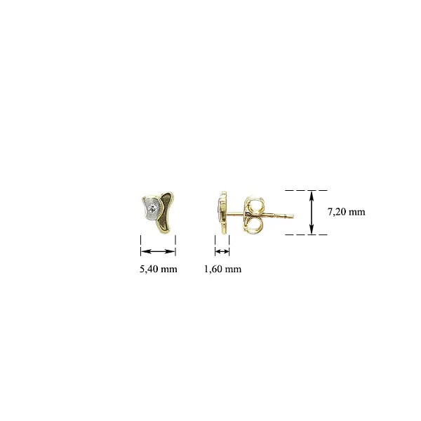 Peckové Náušnice se Zirkony z Kombinovaného Zlata