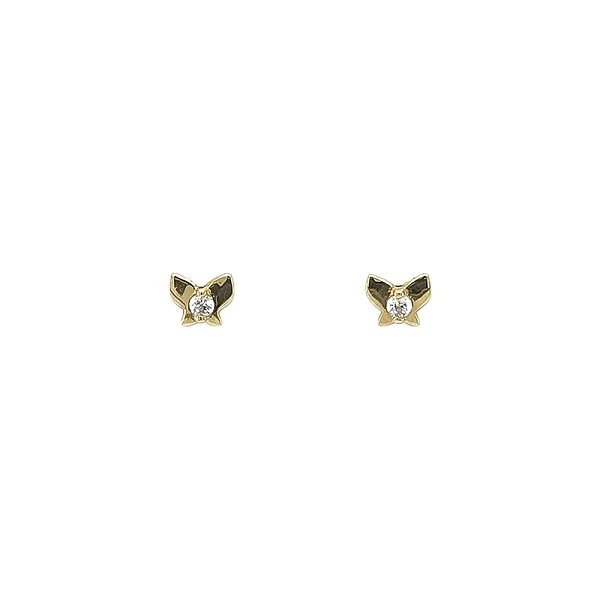 Gold Pecek Earrings Butterfly with Zirconia