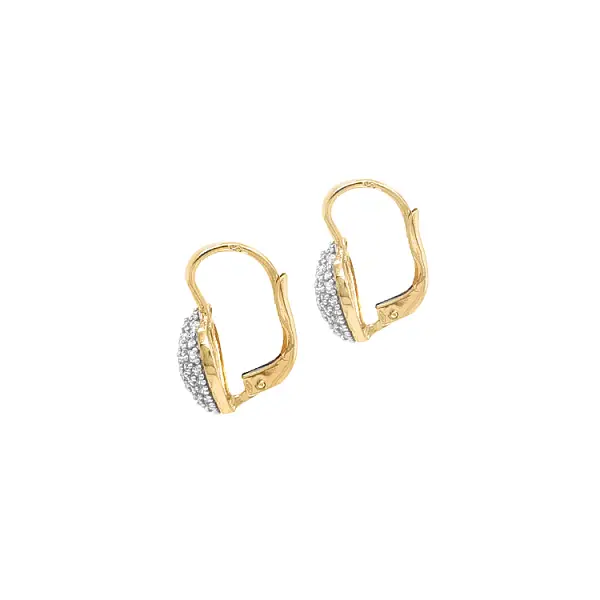 Zlaté Náušnice ve Tvaru Srdce s Zirkony