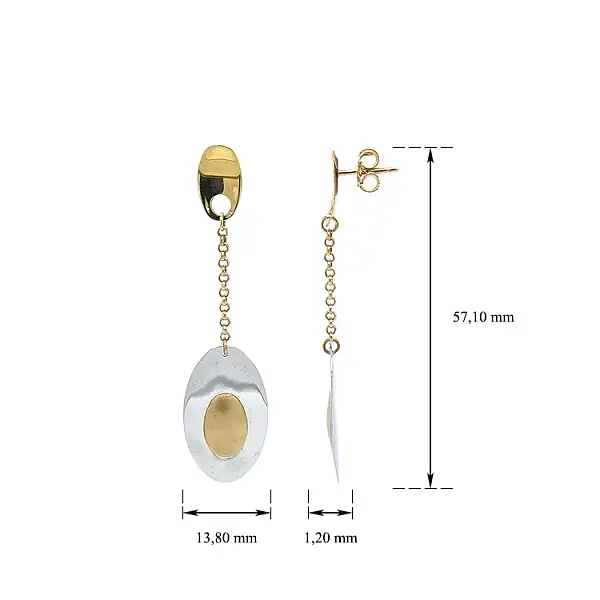 Visací Náušnice z Kombinovaného Zlata