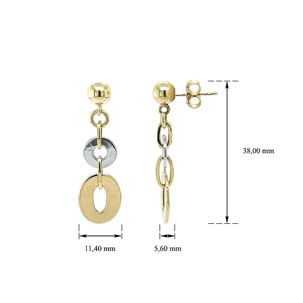 Visací Náušnice z Kombinovaného Zlata