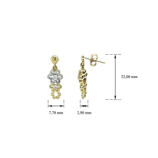 Náušnice se Zirkony z Kombinovaného Zlata
