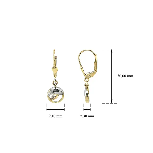 Visací Náušnice se Zirkony z Komibnovaného Zlata