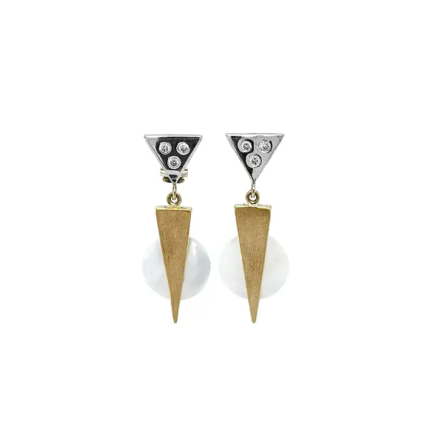 Náušnice s Perletí z Kombinovaného Zlata