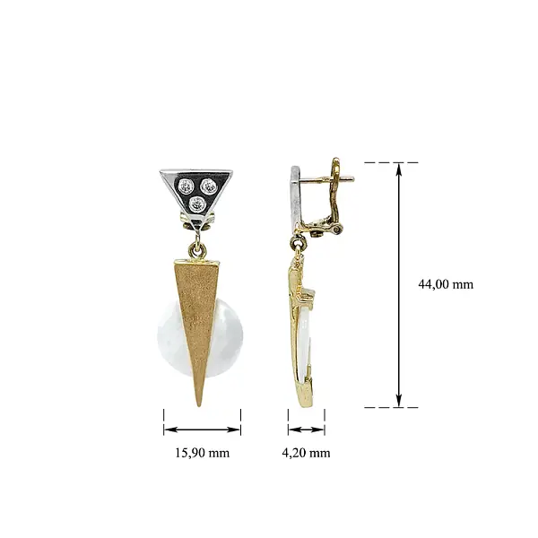 Náušnice s Perletí z Kombinovaného Zlata