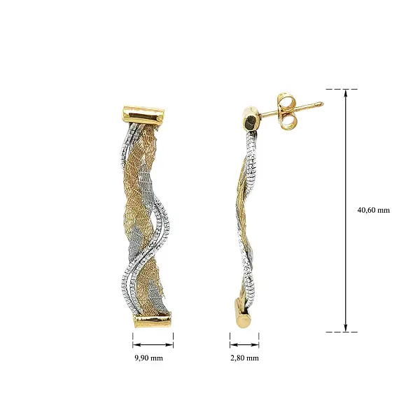 Visací Náušnice z Kombinovaného Zlata