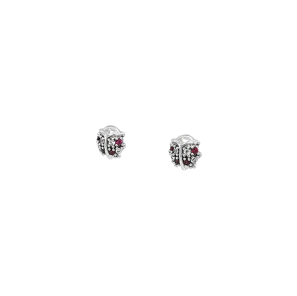 White Gold Earrings in Ladybug Shape with Zirconoys