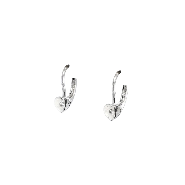 Earrings Hearts with White Gold Zircons