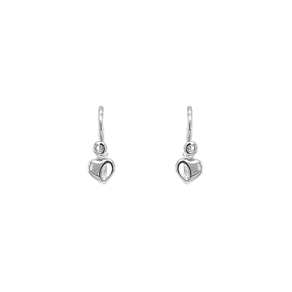Children's Earrings Hearts in White Gold