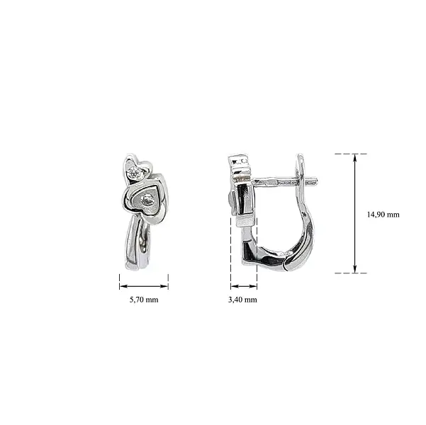 Náušnice Srdce se Zirkony z Bílého Zlata