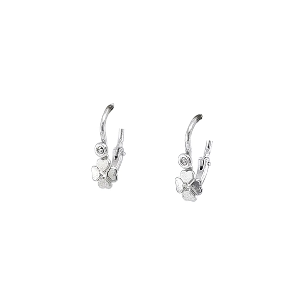 Children's Earrings Quatrefoil with Zircons