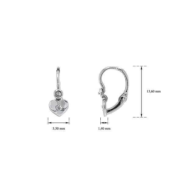 Children's Earrings Hearts with Zircons