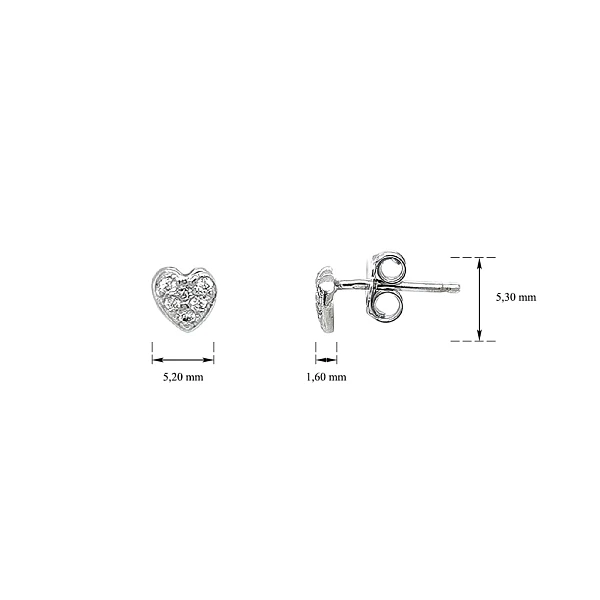 Heart Earrings with Zircones in White Gold