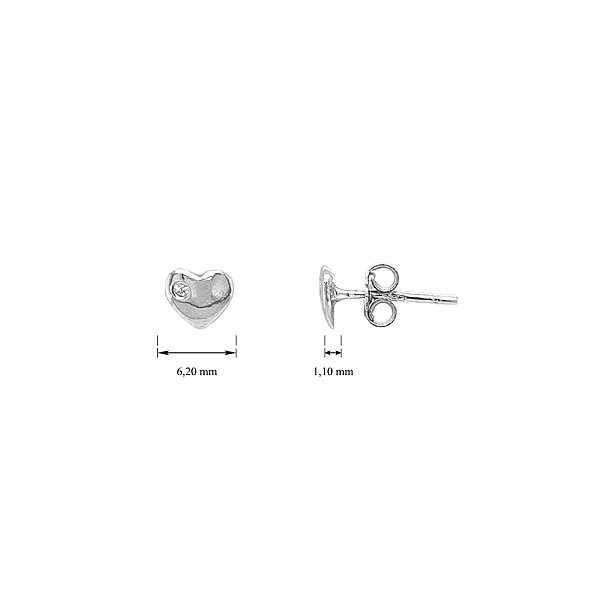 White Gold Heart Earrings with Zircons - Sparkling Symbol of Love
