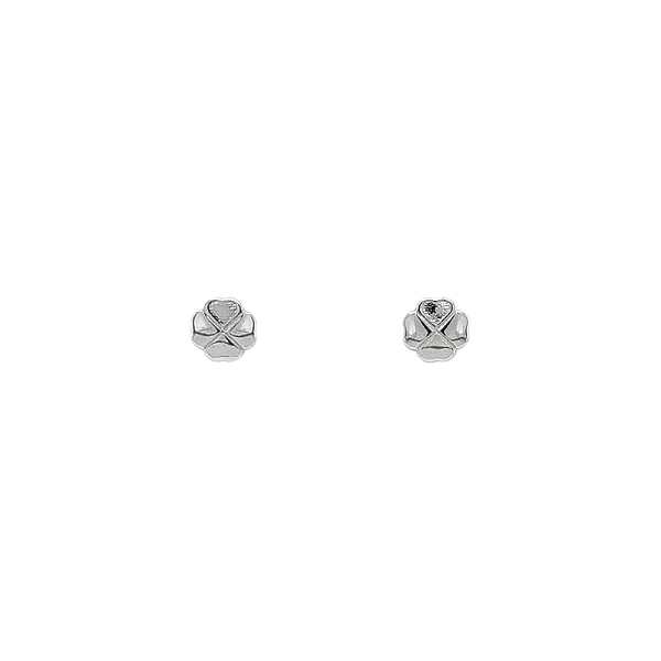 Charm of Happiness - White Gold Earrings in the Shape of a Quatrefoil