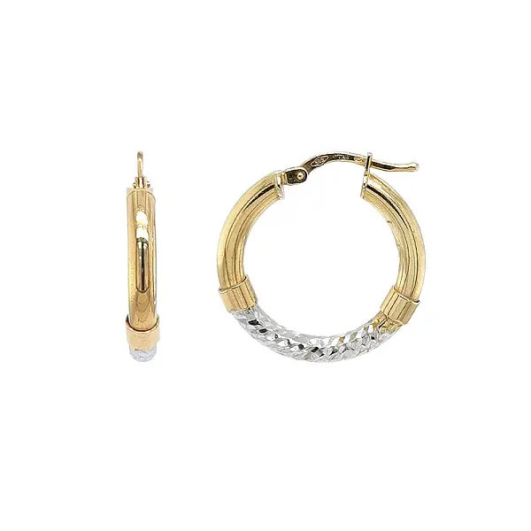 Elegantní Zlaté Náušnice s Kontrastem Žlutého a Bílého Zlata