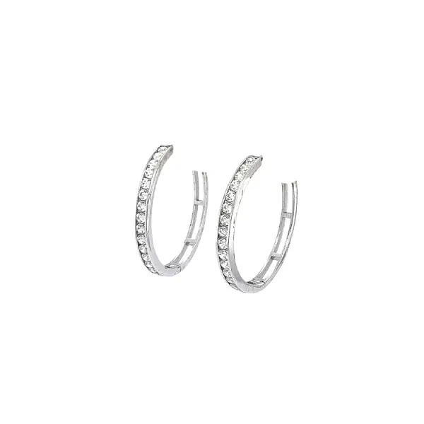 Kruhové Náušnice se Zirkony z Bílého Zlata