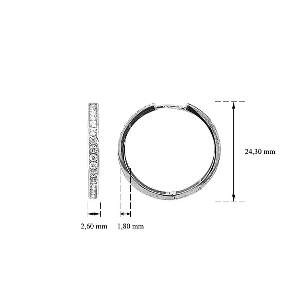 Kruhové Náušnice se Zirkony z Bílého Zlata