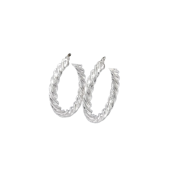 White Gold Round Earrings