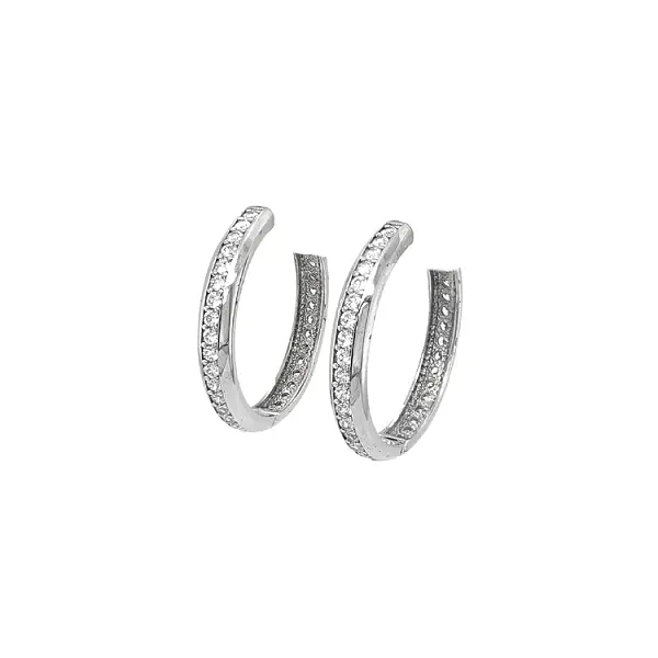 Kruhové Náušnice se Zirkony z Bílého Zlata