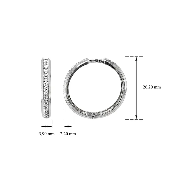 Kruhové Náušnice se Zirkony z Bílého Zlata